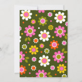 Groovyレトロ60s花ピンク緑ブライダルシャワー 招待状 (裏面)