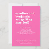 Groovyレトロ60s花鮮やかなピンクはっきりした結婚ズ 招待状 (正面)
