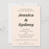 Groovyレトロ60s 70sエステティックオリーブグリーン結婚ズ 招待状 (正面)