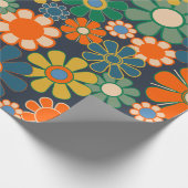 Groovyレトロ60s 70sヒッピーヴィンテージフローラルパターン ラッピングペーパー (角)