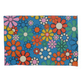 Groovyレトロ60s 70s花花柄 枕カバー (正面)