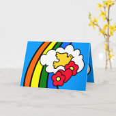 Groovyレトロ70の誕生日カード カード (黄色い花)