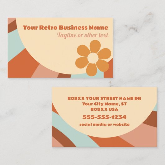 Groovyレトロ70サイケデリックsヒッピー花 名刺 (正面/裏面)