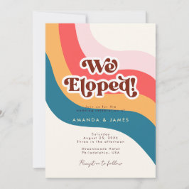 Groovyレトロ70sの波線の写真のエロ結婚ップ 招待状