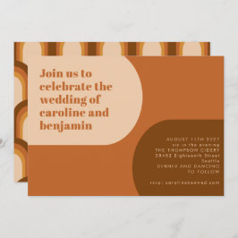 Groovyレトロ70sアーチシェイプタンテラコッタ結婚ズ 招待状