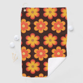 Groovyレトロ70sオレンジと黄色の花 ゴルフタオル (インサイチュ)