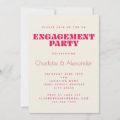 Groovyレトロ70sデザインイン赤婚約パーティ 招待状 (正面)