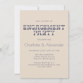 Groovyレトロ70sデザインイン青婚約パーティ 招待状 (正面)