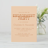 Groovyレトロ70sデザインインBrown婚約パーティ 招待状 (スタンド正面)