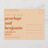 Groovyレトロ70sデザインインBrown and Sand 結婚's ポストカード (裏面)