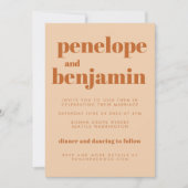 Groovyレトロ70sデザインインBrown and Sand 結婚's 招待状 (正面)