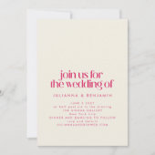 Groovyレトロ70sデザイン(ホットピンク結婚ズ) 招待状 (正面)