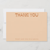 Groovyレトロ70sデザイン(Brown 結婚's Names) サンキューカード (正面)