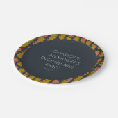 Groovyレトロ70sフローラカスタム婚約パーティ ペーパープレート (アングル)