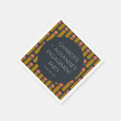 Groovyレトロ70sフローラトレンディー婚約パーティ スタンダードカクテルナプキン (角)