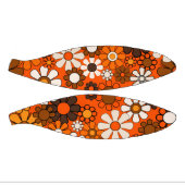 Groovyレトロ70sフローラブラウンとオレンジパターン ミニバスケットボール (パネル)