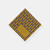Groovyレトロ70sフローラ金ゴールドブルーカスタムウェディング スタンダードカクテルナプキン (角)
