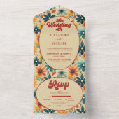 Groovyレトロ70sフローラ オールインワン招待状 (内側)