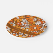 Groovyレトロ70sフローラ パーソナライズされた ペーパープレート (アングル)