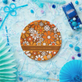 Groovyレトロ70sフローラ パーソナライズされた ペーパープレート (パーティー)