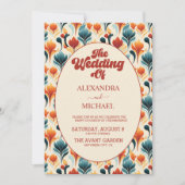 Groovyレトロ70sフローラ 招待状 (正面)