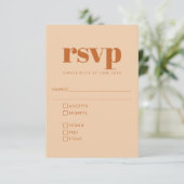 Groovyレトロ70sブラウンズメ結婚ールのデザイン 出欠カード (スタンド正面)