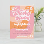 Groovyレトロ70sベビーシャワー招待状 招待状 (スタンド正面)