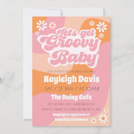 Groovyレトロ70sベビーシャワー招待状 招待状