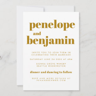 Groovyレトロ70sボタニカルオールインワン結婚ズ 招待状