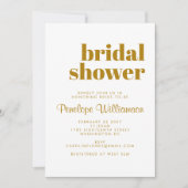 Groovyレトロ70sボタニカルブルー金ゴールドブライダルシャワー 招待状 (正面)