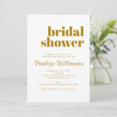 Groovyレトロ70sボタニカルブルー金ゴールドブライダルシャワー 招待状 (スタンド正面)