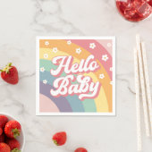 Groovyレトロ70sレインボーベビーシャワー スタンダードカクテルナプキン (インサイチュ)