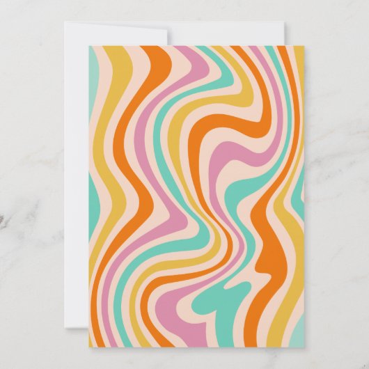 Groovyレトロ70sレインボー10代の誕生日 招待状 (裏面)