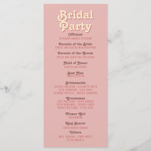 Groovyレトロ70s夏結婚式 プログラム (裏面)