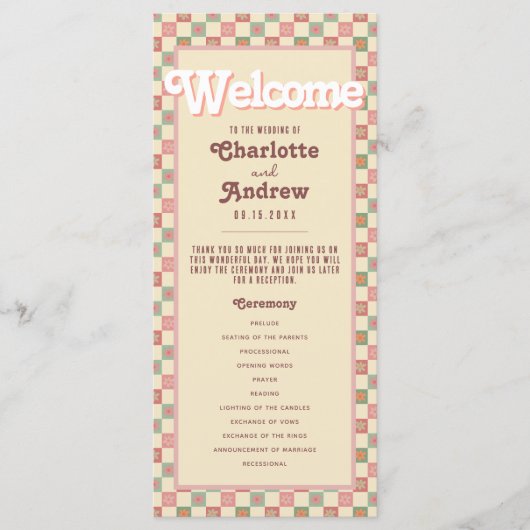 Groovyレトロ70s夏結婚式 プログラム (正面)