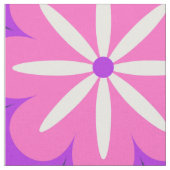 Groovyレトロ70s紫色のピンクの花のパターン ファブリック (クローズアップ)