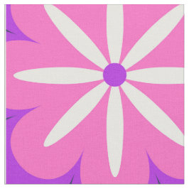 Groovyレトロ70s紫色のピンクの花のパターン ファブリック