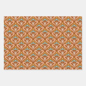 Groovyレトロ70s花と幾何学模様 ラッピングペーパーシート (正面3)