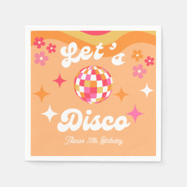 Groovyレトロ70s Let's Disco Any Age誕生日 スタンダードカクテルナプキン