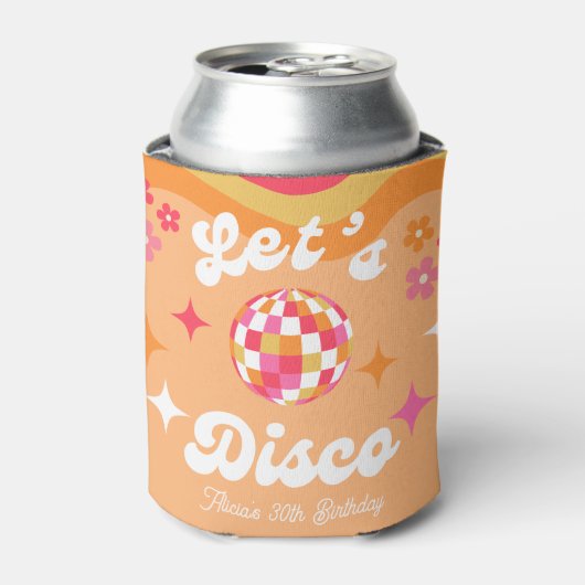 Groovyレトロ70s Let's Disco Any Age誕生日 缶クーラー (缶正面)
