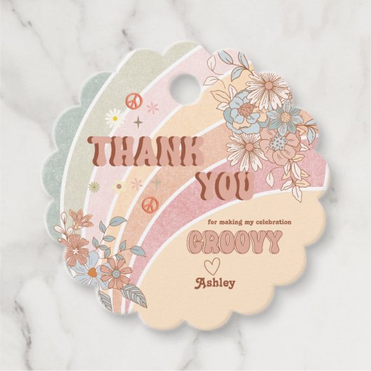 Groovyレトロ70s | Rainbow Thank フェイバータグ (正面)