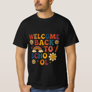 Groovyレトロ「ようこそ新学期」デザイン Tシャツ