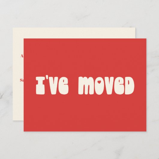 GroovyレトロBright Red新しいアドレスを移動 ポストカード (正面/裏面)