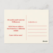 GroovyレトロBright Red新モダンしいアドレスの移動 ポストカード (裏面)