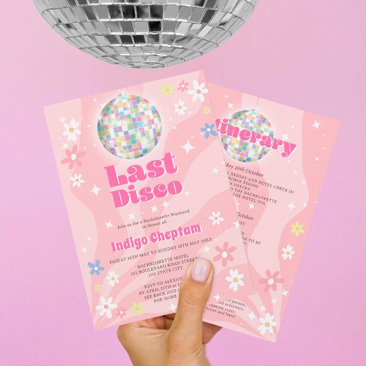 Groovyレトロdiscoフローラバチェロレッテ週末 招待状