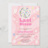 Groovyレトロdiscoフローラバチェロレッテ週末 招待状 (正面)