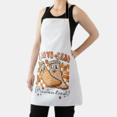 GroovyレトロIラブ秋防止おもしろい エプロン (インサイチュ)