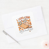 GroovyレトロIラブ秋防止おもしろい スクエアシール (封筒)