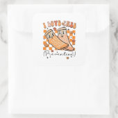 GroovyレトロIラブ秋防止おもしろい スクエアシール (バッグ)