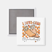 GroovyレトロIラブ秋防止おもしろい マグネット (正面/裏面)